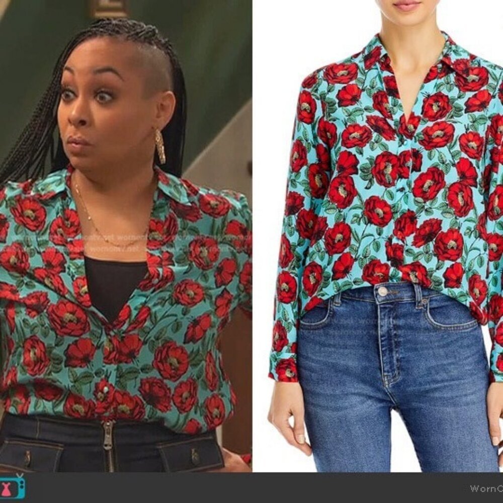 ALICE+OLIVIA SILK BLOUSE BUTTON DOWN PREPPY CHIC TRENDY GREEN RED FLORAL
SZ XS - Picture 11 of 14